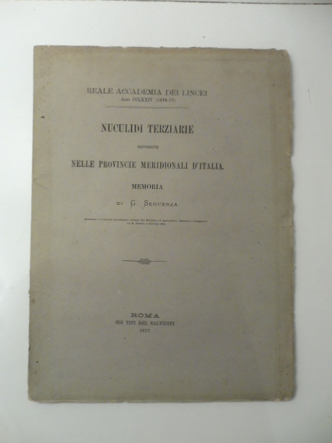 Nuculidi terziarie rinvenute nelle province meridionali d'Italia. Memoria